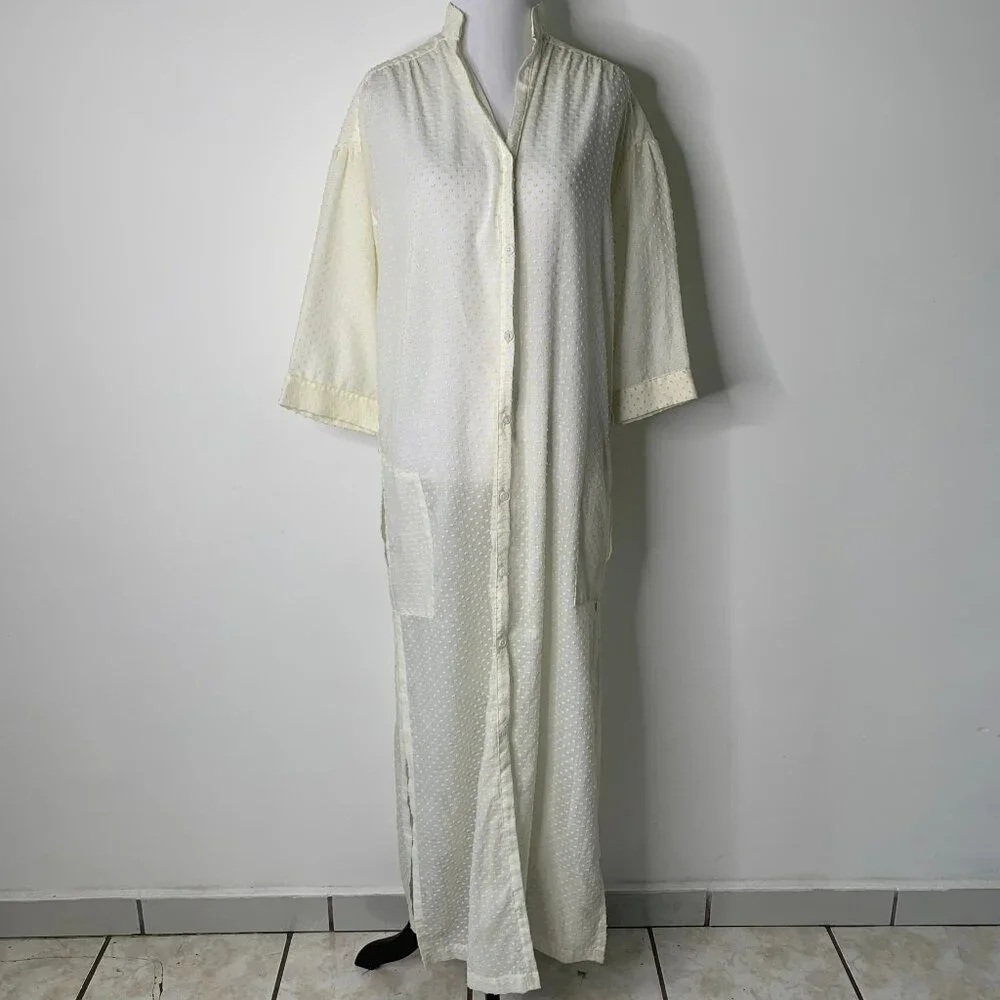 Lisa Marie Fernandez Women's Cream Yellow Polka Dot Long Sleeve Coverup Dress